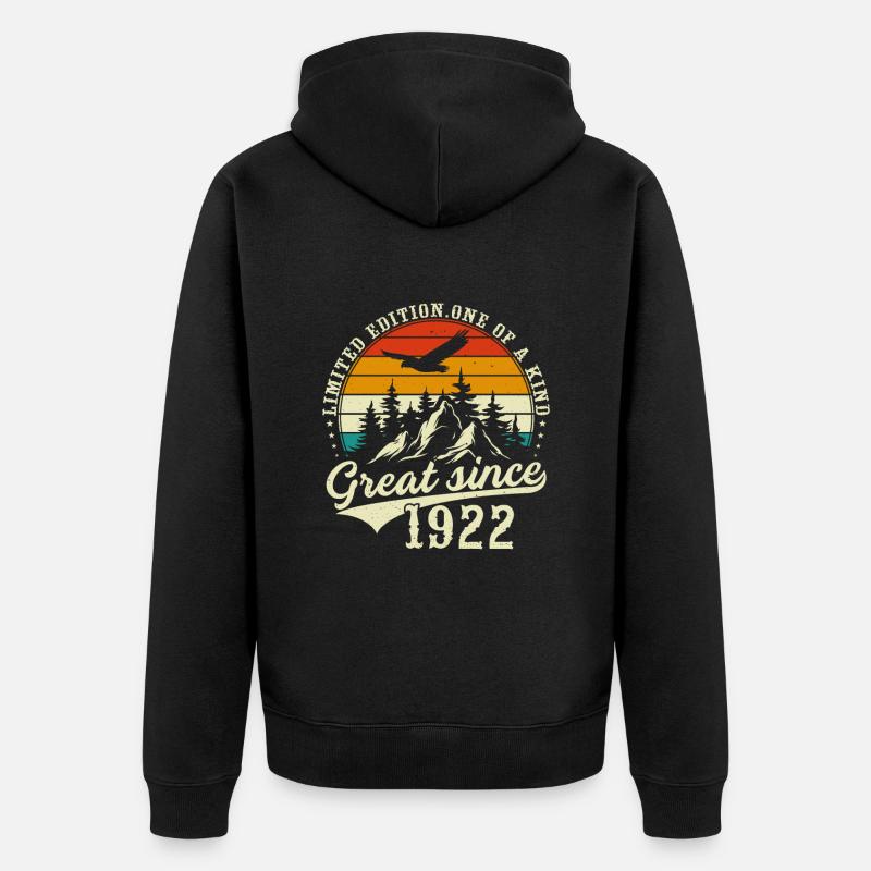 Einzigartig seit 1922 - Unisex Premium Bio Zip Hoodie - Schwarz