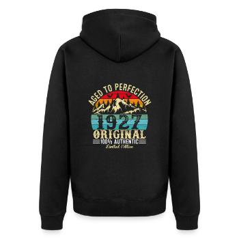 Aged to perfection 1927 Original - Unisex Premium Organic Zip Hoodie - black - Back - Nico (187cm)