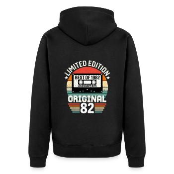 Limitierte Auflage des Best Of The Original von 1982 - Unisex Premium Bio Zip Hoodie - Schwarz - Hinten - Nico (187cm)