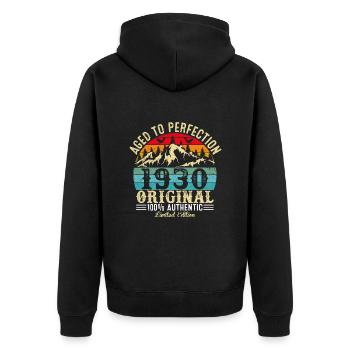 Aged to perfection 1930 Original - Unisex Premium Organic Zip Hoodie - black - Back - Nico (187cm)