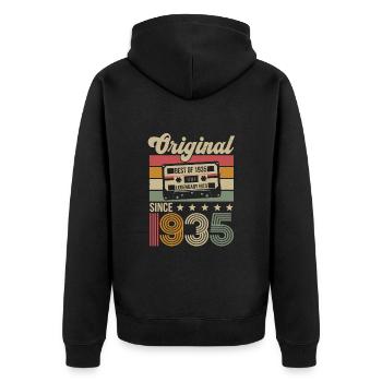 Anniversaire Vintage Idée Cadeau Original 1935 - Veste à capuche bio Premium Unisexe - noir - Dos - Nico (187cm)