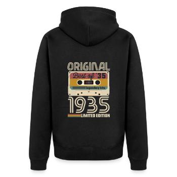 Anniversaire Vintage Idée Cadeau Original 1935 - Veste à capuche bio Premium Unisexe - noir - Dos - Nico (187cm)
