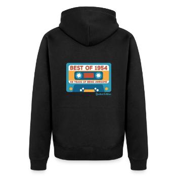 1954 Vintage Vintage Retro Geburtstagsgeschenk - Unisex Premium Bio Zip Hoodie - Schwarz - Hinten - Nico (187cm)