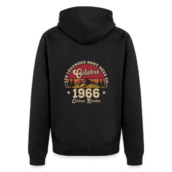 Les Légendes Sont Nées En Octobre 1966 - Veste à capuche bio Premium Unisexe - noir - Dos - Nico (187cm)