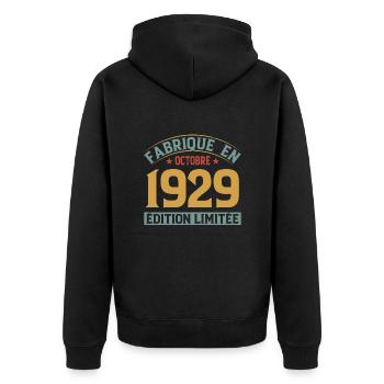 Fabriqué En Octobre 1929 Édition Limitée - Veste à capuche bio Premium Unisexe - noir - Dos - Nico (187cm)