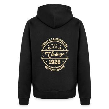 Vintage 1926 Idée Cadeau D Anniversaire Rétro 1926 - Veste à capuche bio Premium Unisexe - noir - Dos - Nico (187cm)