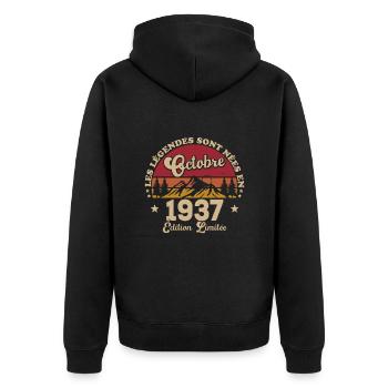 Les Légendes Sont Nées En Octobre 1937 - Veste à capuche bio Premium Unisexe - noir - Dos - Nico (187cm)