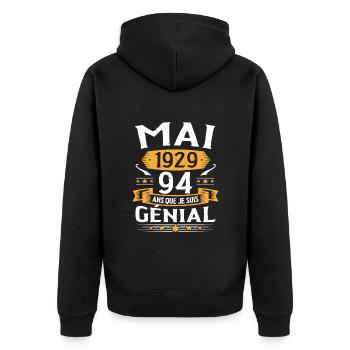 May 1929 94 years that I am awesome birthday - Unisex Premium Organic Zip Hoodie - black - Back - Nico (187cm)