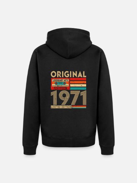 Idée Cadeau Anniversaire Vintage Original 1971 - Premium økologisk unisex-hættejakke - sort