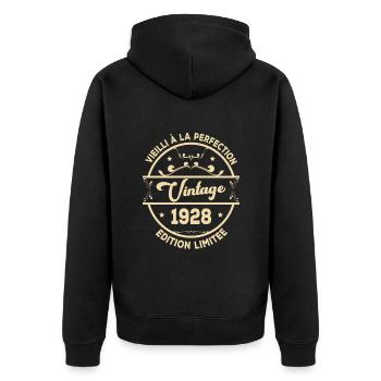 Vintage 1928 Retro Birthday Gift Idea 1928 - Unisex Premium Organic Zip Hoodie - black - Back - Nico (187cm)