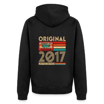 Original Vintage Geburtstag Geschenkidee 2017 - Unisex Premium Bio Zip Hoodie - Schwarz - Hinten - Nico (187cm)