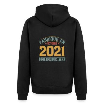 Fabriqué En Octobre 2021 Édition Limitée - Veste à capuche bio Premium Unisexe - noir - Dos - Nico (187cm)