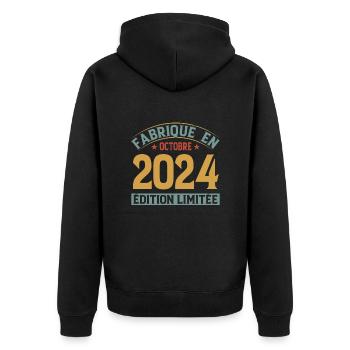 Fabriqué En Octobre 2024 Édition Limitée - Veste à capuche bio Premium Unisexe - noir - Dos - Nico (187cm)