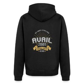 April 2001 22 Years Anniversary Vintage Gift Idea - Unisex Premium Organic Zip Hoodie - black - Back - Nico (187cm)