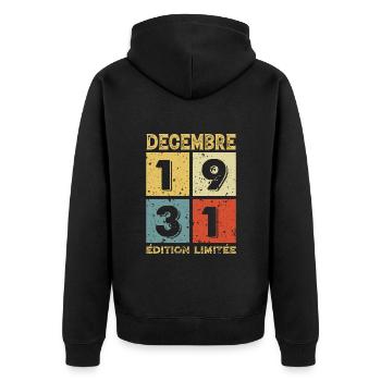 Vintage Birthday Gift Idea December 1931 - Unisex Premium Organic Zip Hoodie - black - Back - Nico (187cm)