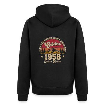 Legends Were Born In October 1958 - Unisex Premium Organic Zip Hoodie - black - Back - Nico (187cm)