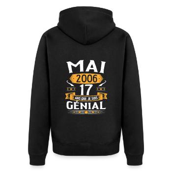 Mai 2006 17 Ans Que Je Suis Génial Anniversaire - Veste à capuche bio Premium Unisexe - noir - Dos - Nico (187cm)