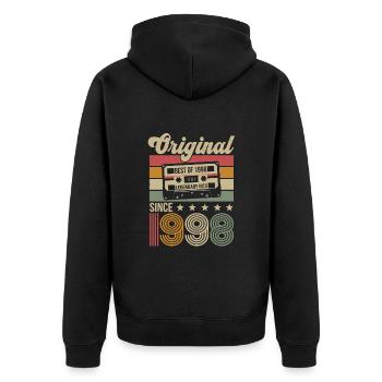 Vintage Geburtstag Original Geschenkidee 1998 - Unisex Premium Bio Zip Hoodie - Schwarz - Hinten - Nico (187cm)