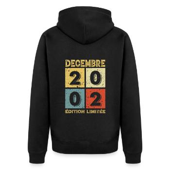 Anniversaire Vintage Idée Cadeau Décembre 2002 - Veste à capuche bio Premium Unisexe - noir - Dos - Nico (187cm)