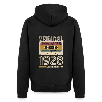 Anniversaire Vintage Idée Cadeau Original 1928 - Veste à capuche bio Premium Unisexe - noir - Dos - Nico (187cm)