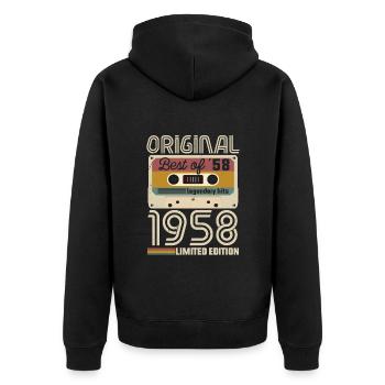 Vintage Geburtstag Original Geschenkidee 1958 - Unisex Premium Bio Zip Hoodie - Schwarz - Hinten - Nico (187cm)