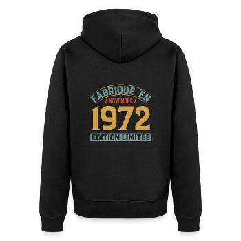 Fabriqué En Novembre 1972 Édition Limitée - Veste à capuche bio Premium Unisexe - noir - Dos - Nico (187cm)