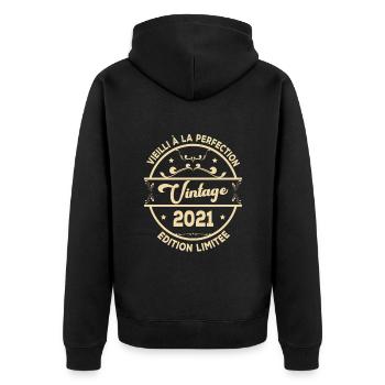 Vintage 2021 Idée Cadeau D Anniversaire Rétro 2021 - Veste à capuche bio Premium Unisexe - noir - Dos - Nico (187cm)