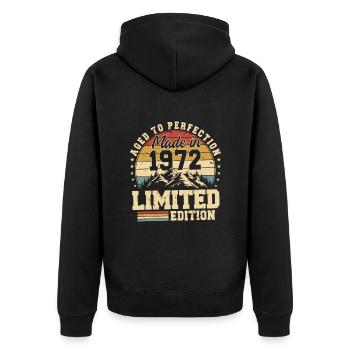 Aged to perfection Made in 1972 - Unisex Premium Organic Zip Hoodie - black - Back - Nico (187cm)