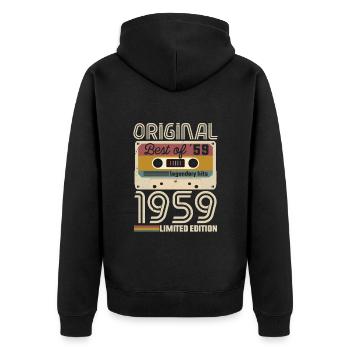 Vintage Geburtstag Original Geschenkidee 1959 - Unisex Premium Bio Zip Hoodie - Schwarz - Hinten - Nico (187cm)