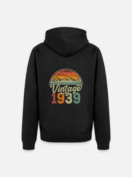 Jahrgang 1939 - Unisex Premium Bio Zip Hoodie - Schwarz