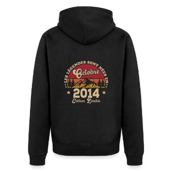 Die Legenden wurden im Oktober 2014 geboren - Unisex Premium Bio Zip Hoodie - Schwarz - Hinten - Nico (187cm)
