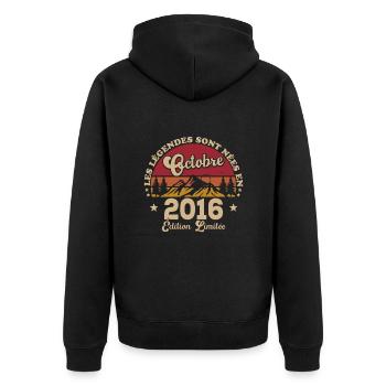 Die Legenden wurden im Oktober 2016 geboren - Unisex Premium Bio Zip Hoodie - Schwarz - Hinten - Nico (187cm)
