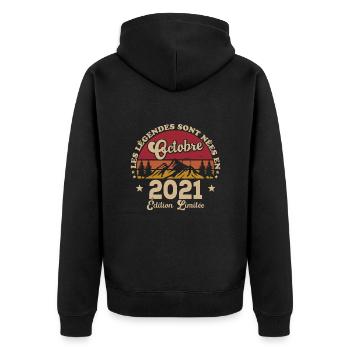 The legends were born in October 2021 - Unisex Premium Organic Zip Hoodie - black - Back - Nico (187cm)