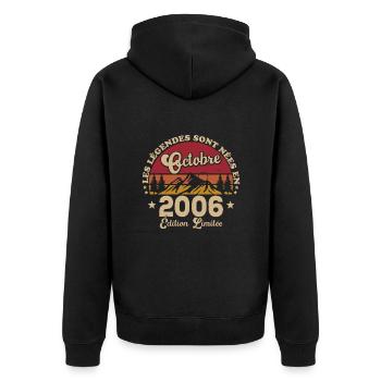 Die Legenden wurden im Oktober 2006 geboren - Unisex Premium Bio Zip Hoodie - Schwarz - Hinten - Nico (187cm)