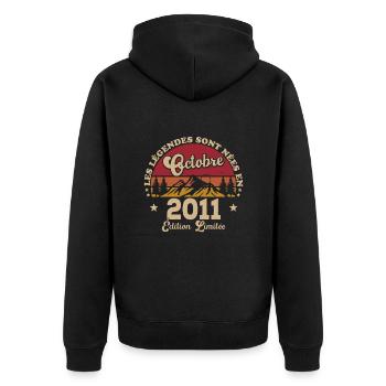 The legends were born in October 2011 - Unisex Premium Organic Zip Hoodie - black - Back - Nico (187cm)