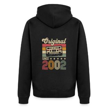 Vintage Geburtstag Original Geschenkidee 2002 - Unisex Premium Bio Zip Hoodie - Schwarz - Hinten - Nico (187cm)