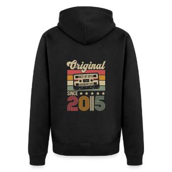 Vintage Geburtstag Original Geschenkidee 2015 - Unisex Premium Bio Zip Hoodie - Schwarz - Hinten - Nico (187cm)