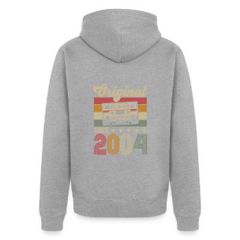 Vintage Geburtstag Original Geschenkidee 2004 - Unisex Premium Bio Zip Hoodie - Grau meliert - Hinten - Nico (187cm)