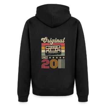 Vintage Geburtstag Original Geschenkidee 2011 - Unisex Premium Bio Zip Hoodie - Schwarz - Hinten - Nico (187cm)