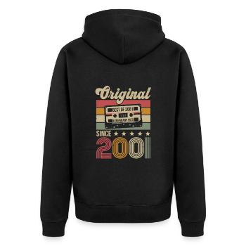 Vintage Geburtstag Original Geschenkidee 2001 - Unisex Premium Bio Zip Hoodie - Schwarz - Hinten - Nico (187cm)