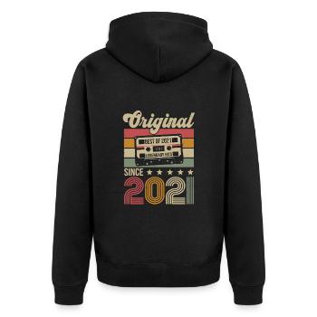 Anniversaire Vintage Idée Cadeau Original 2021 - Veste à capuche bio Premium Unisexe - noir - Dos - Nico (187cm)