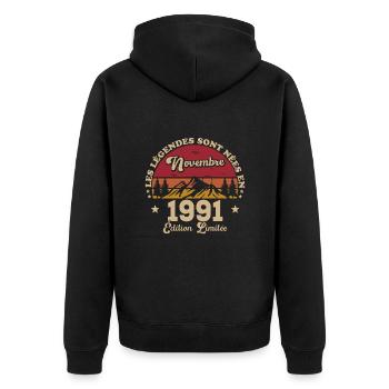 Les Légendes Sont Nées En Novembre 1991 - Veste à capuche bio Premium Unisexe - noir - Dos - Nico (187cm)