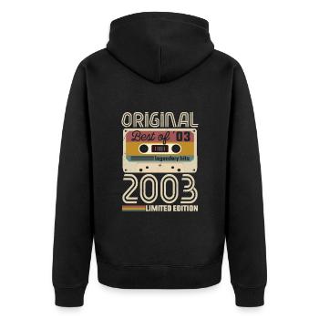 Vintage Geburtstag Original Geschenkidee 2003 - Unisex Premium Bio Zip Hoodie - Schwarz - Hinten - Nico (187cm)