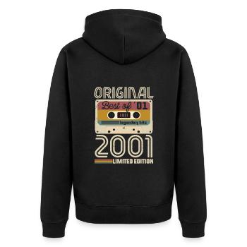 Vintage Geburtstag Original Geschenkidee 2001 - Unisex Premium Bio Zip Hoodie - Schwarz - Hinten - Nico (187cm)