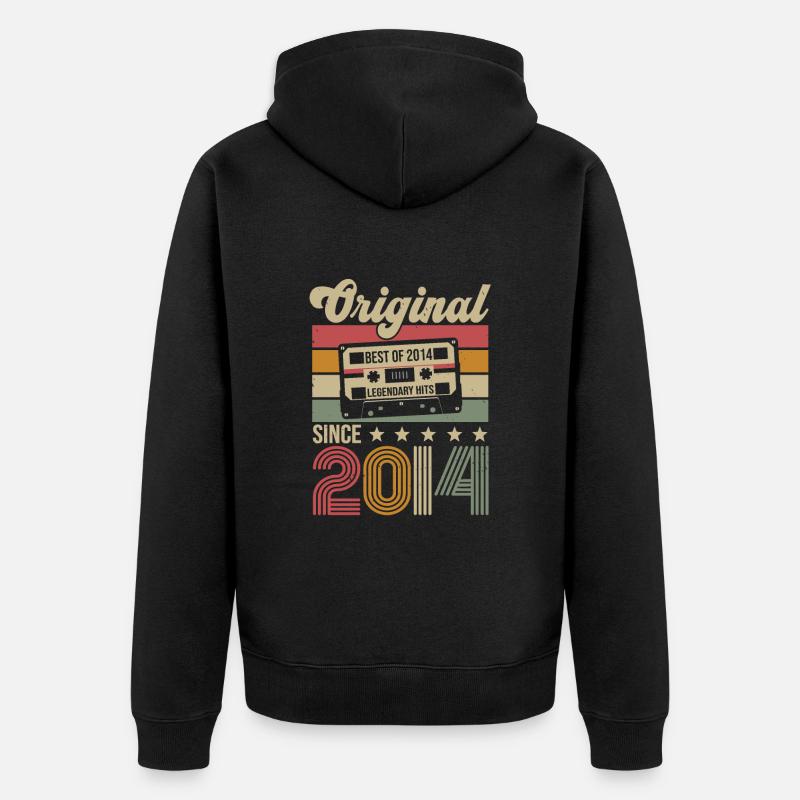 Anniversaire Vintage Idée Cadeau Original 2014 - Veste à capuche bio Premium Unisexe - noir