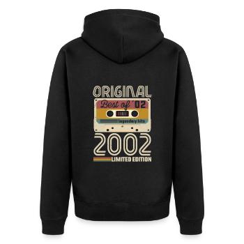 Vintage Geburtstag Original Geschenkidee 2002 - Unisex Premium Bio Zip Hoodie - Schwarz - Hinten - Nico (187cm)