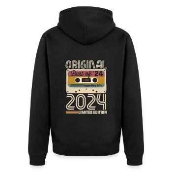 Vintage Geburtstag Original Geschenkidee 2024 - Unisex Premium Bio Zip Hoodie - Schwarz - Hinten - Nico (187cm)