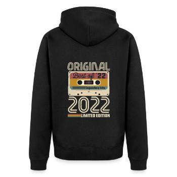 Vintage Geburtstag Original Geschenkidee 2022 - Unisex Premium Bio Zip Hoodie - Schwarz - Hinten - Nico (187cm)