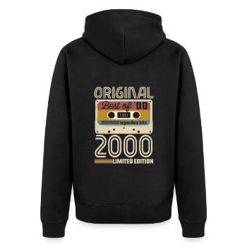 Vintage Geburtstag Original Geschenkidee 2000 - Unisex Premium Bio Zip Hoodie - Schwarz - Hinten - Nico (187cm)