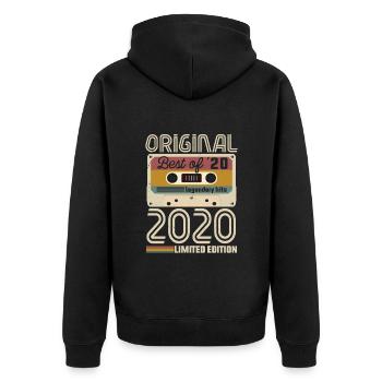 Vintage Geburtstag Original Geschenkidee 2020 - Unisex Premium Bio Zip Hoodie - Schwarz - Hinten - Nico (187cm)
